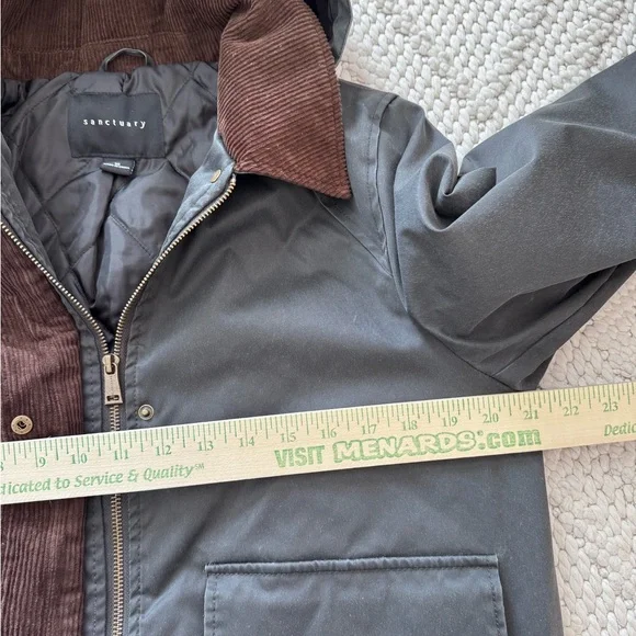 NWT Sanctuary Dark Gray/Faded Black Corduroy Trimmed Jacket Medium - Picture 5 of 11